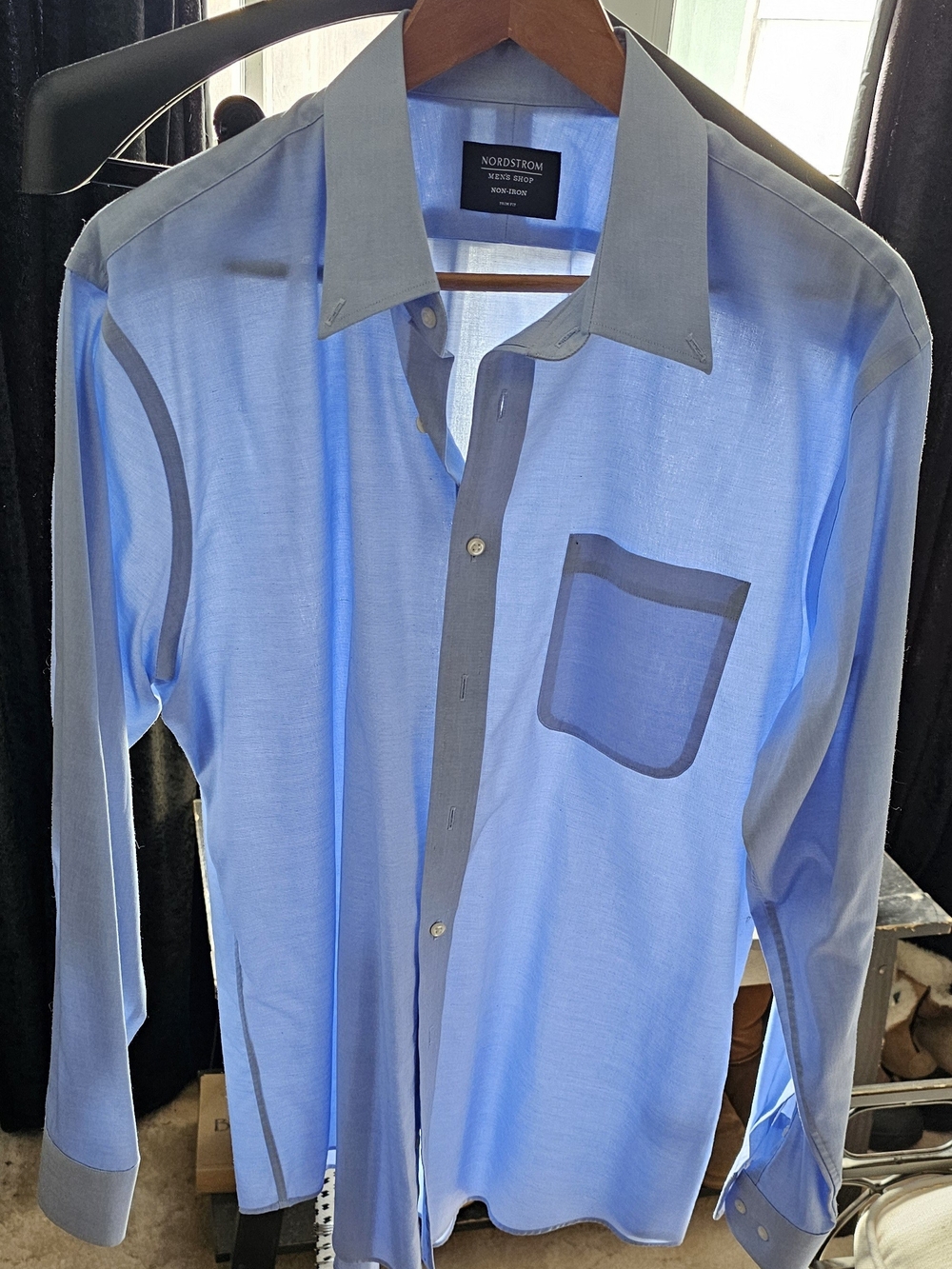Nordstrom Men’s Light Blue Dress Shirt with Gray Contrast Trim